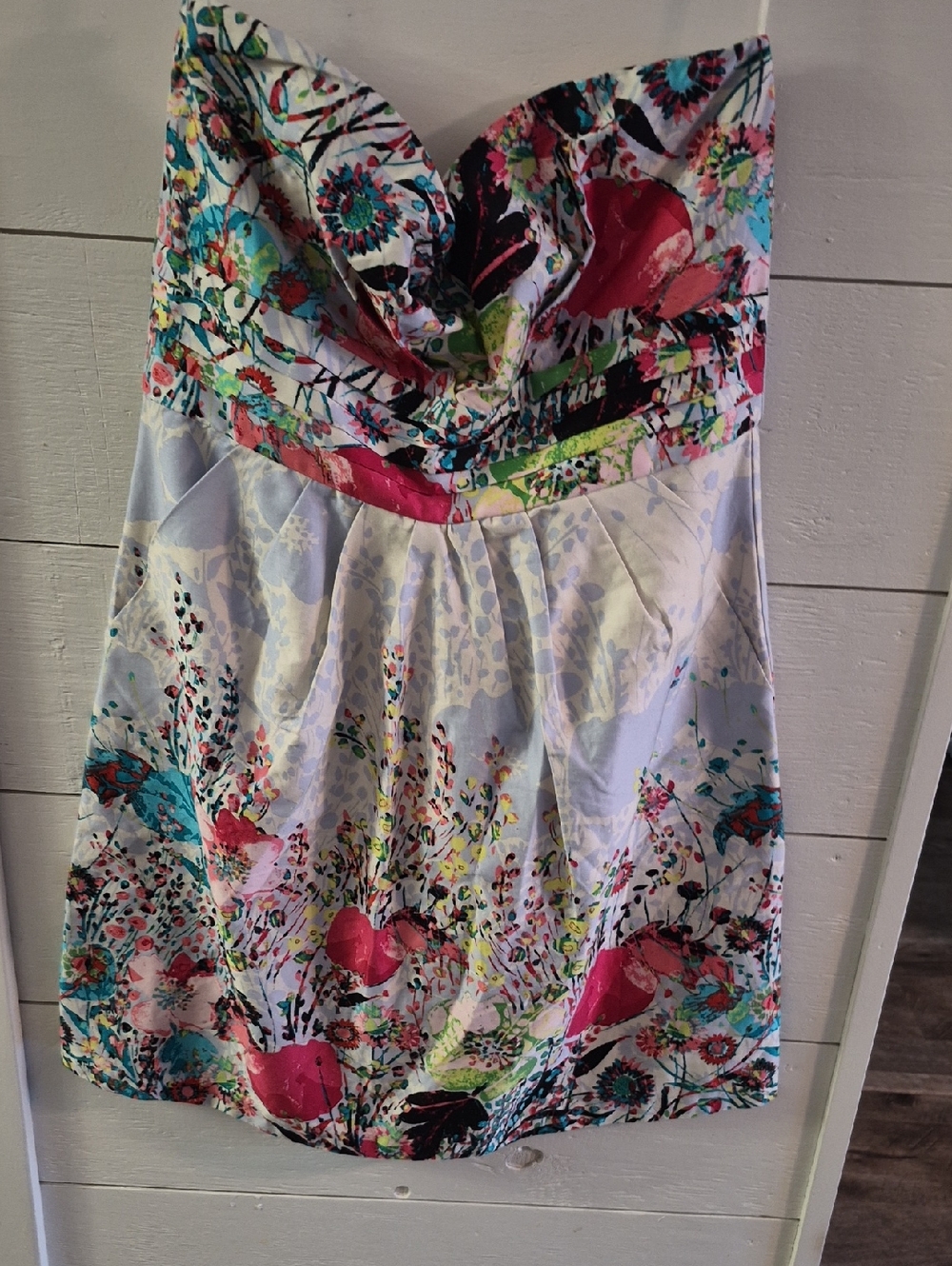 Ricki's White Strapless MINI DRESS with Multicolor Floral Print.